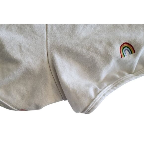 Spiritual Gangster Small Mini Shorts White with Rainbow Print Track Leisure - Picture 8 of 10